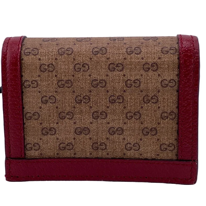 Gucci handbags for women with a metal - framed claspGUCCI Bifold Wallet 647788 Leather, PVC Brown Compact wallet Mini GG Supreme Doraemon Women Used