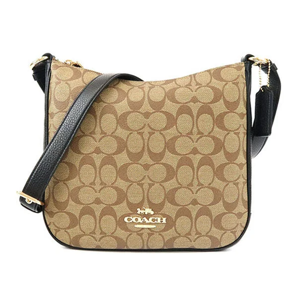 Coach bags with a detachable mobile phone holder for on - the - go useCoach Shoulder Bag Ladies Signature Crossbody Beige Black C1649 IMCBI