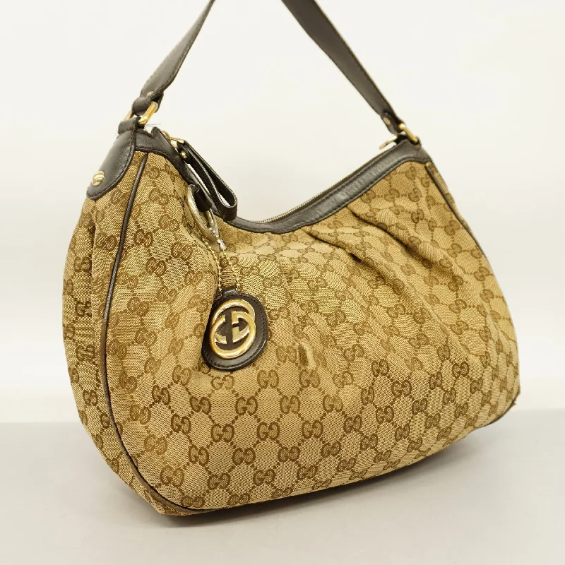 Women Gucci Sylvie bags with a detachable ribbon detailGucci  Sukey Shoulder Bag 232955 GG Canvas,Leather Shoulder Bag Beige,Brown