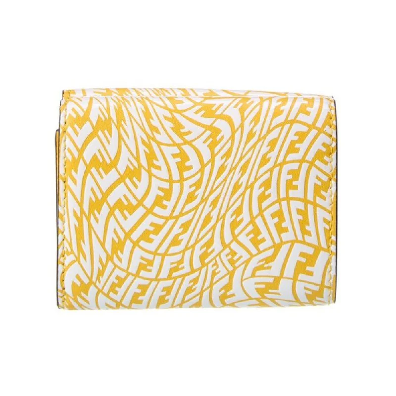 Fendi By The Way bags with a contrast - colored interior for visual interestFendi F is Fendi Yellow Leather Vertigo Print Small Trifold Wallet 8M0395