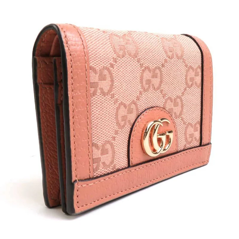 Women Gucci bags with a detachable mirror insideGucci Bifold Wallet GG Canvas/Leather Pink Ladies 523155