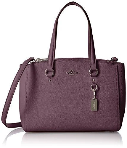 Coach Rogue bags with a monogram - embossed leather surfaceCOACH Women's Crossgrain Mini Double Zip Carryall SV/Eggplant Satchel