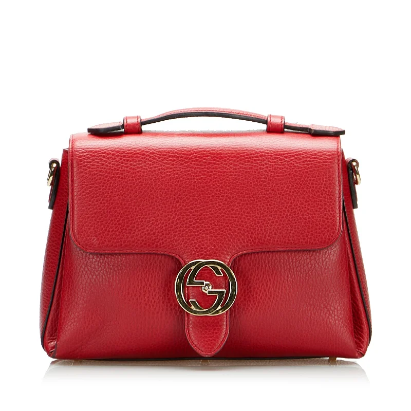 Women Gucci bags with a zippered interior pocketGucci Interlocking G Red Calfskin