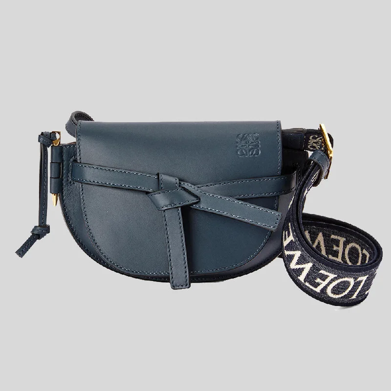 Loewe bags with structured shapeLOEWE Mini Gate Dual Bag In Soft Calfskin And Jacquard Onyx Blue A650N46X13