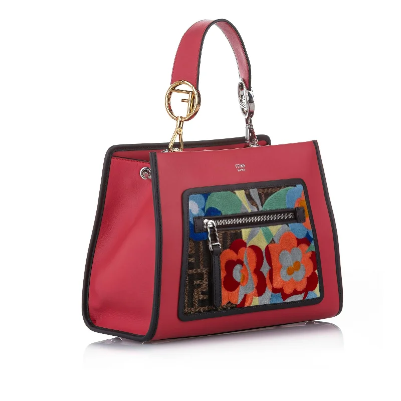 Fendi handbags with a glow - in - the - dark FF logo for a fun and unique featureFendi Embroidered Runaway Leather Satchel (SHG-22712)