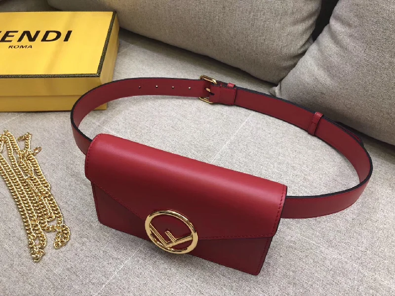 Fendi crossbody bags with a reflective strap for safety during low - light conditionsFendi Kan I F Belt Bag In Red Calfskin