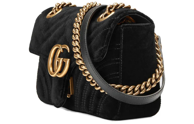 Gucci backpacks for women with a multi - pocket design(WMNS) Gucci GG Marmont ClassicG Crossbody Bag Single Shoulder Bag Black 446744-K4D2T-1000