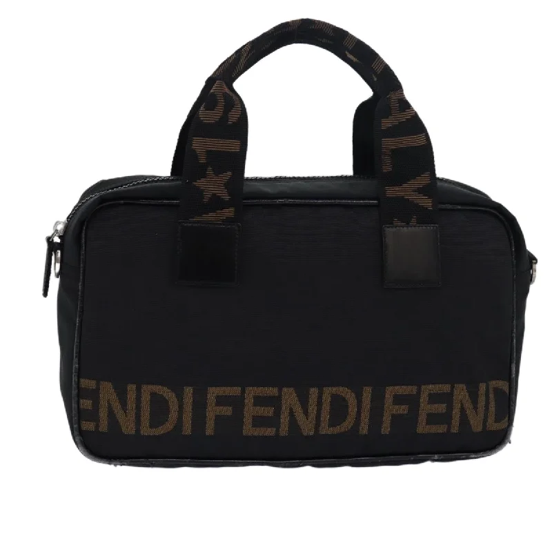 Fendi handbags with a biodegradable leather alternative for an eco - conscious choiceFENDI Hand Bag Canvas Black Brown  bs15716