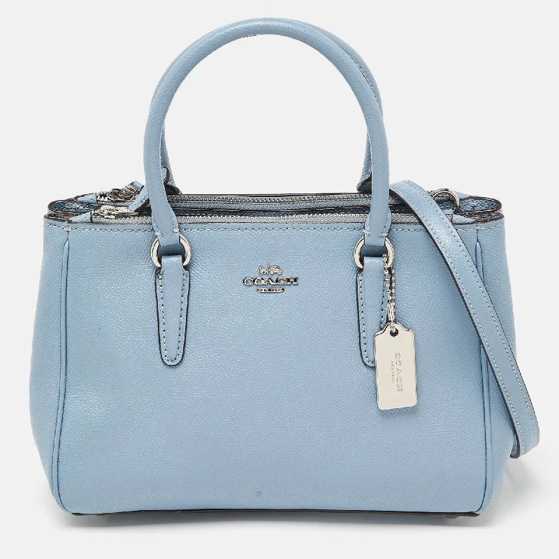 Coach bags with a chain - link trim and a leather body for a modern edgeBlue Leather Mini Surrey Carryall Tote