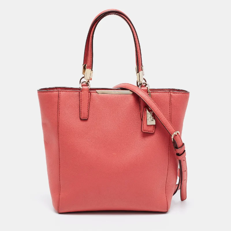 Coach tote bags with a double - handle and shoulder - strap option for easy useRed Leather Zip Tote