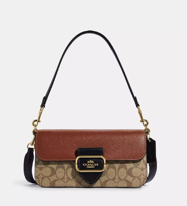 Coach crossbody bags with a detachable coin purse for added functionalityCoach Morgan Shoulder Bag In Signature Khaki Colorblock