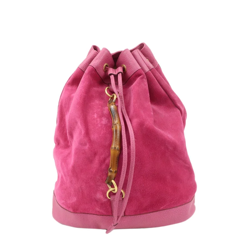 Gucci handbags for women with a beaded trimGUCCI Bamboo Suede Leather Back Pack Pink 003.2855.0043