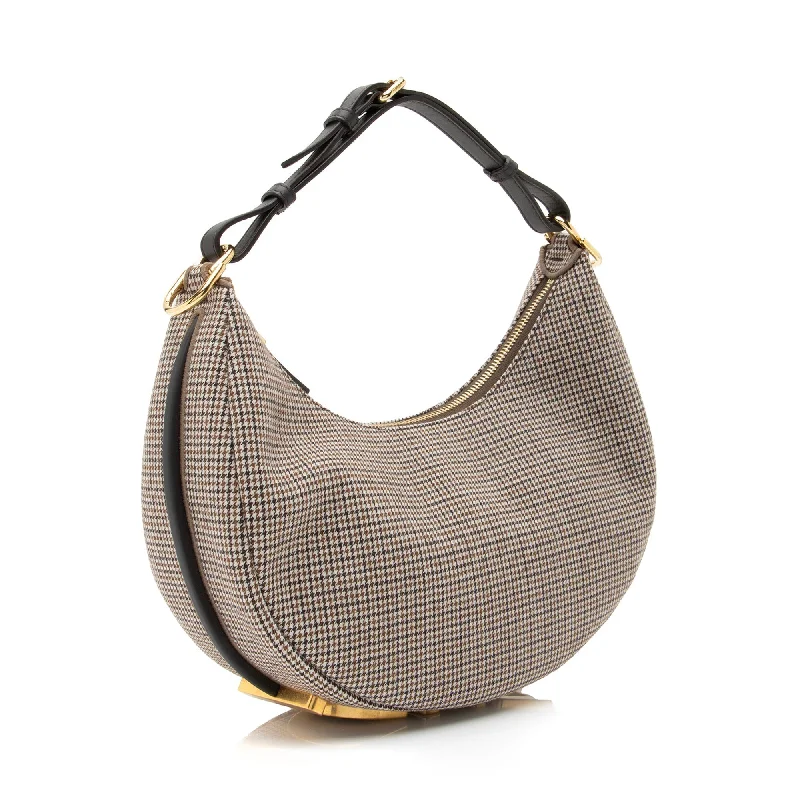 Fendi handbags with a perforated leather detail for a breathable and unique designFendi Fabric Small Fendigraphy Charm Hobo (SHF-23488)