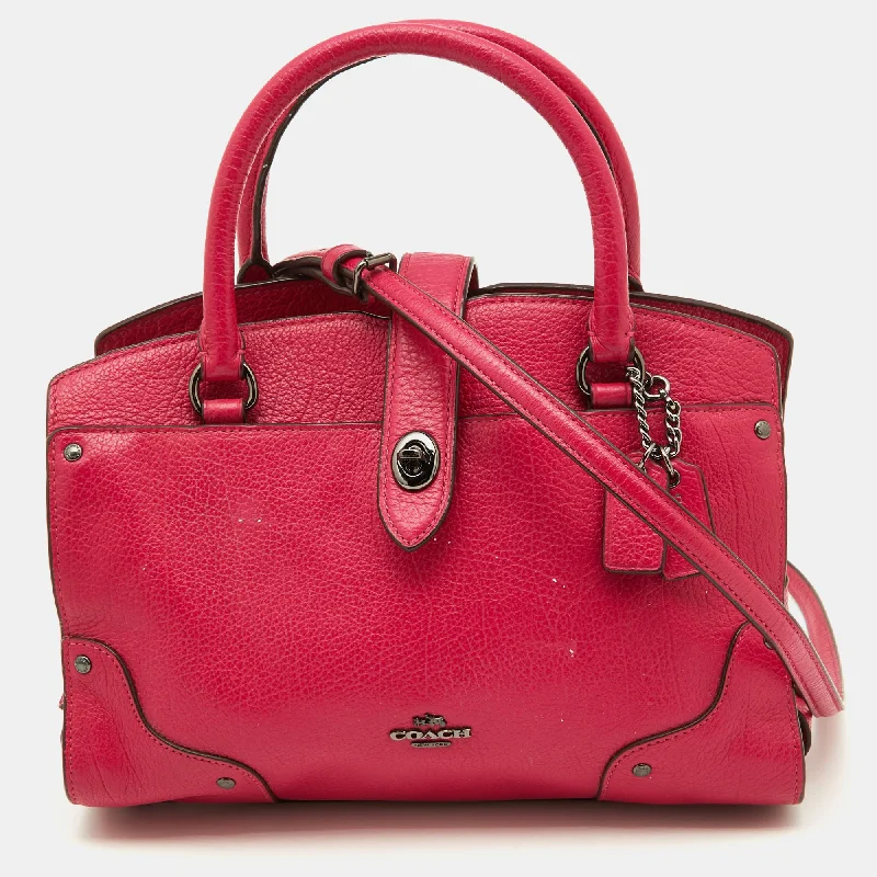 Coach handbags with a beaded trim for a glamorous and elegant lookPink Leather Mercer 24 Satchel