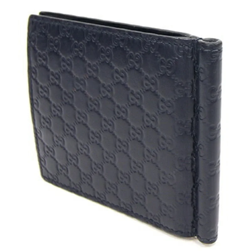 Women Gucci bags with a detachable mirror insideGucci Bifold Money Clip Micro sima 544478 Navy Leather Billfold Men's