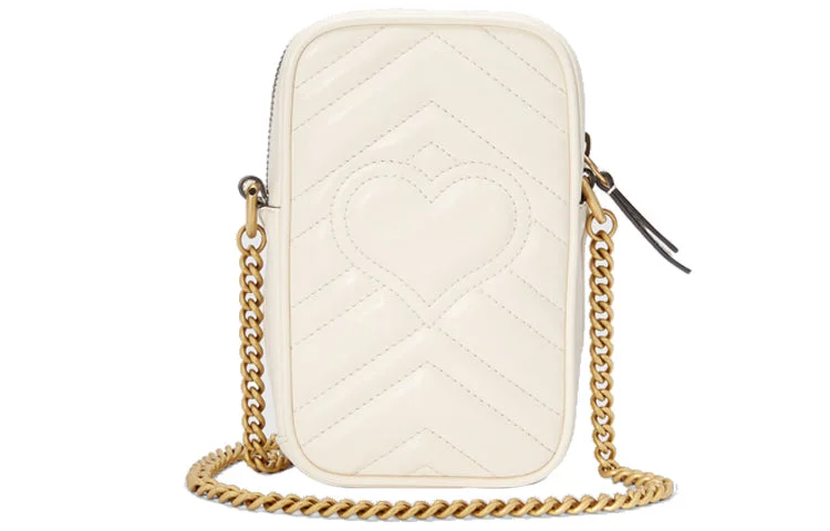 Women Gucci crossbody bags in a bold red color(WMNS) Gucci GG Marmont Gold Logo Leather Chain Shoulder Messenger Bag Mini White Classic 598597-DTDCT-9022