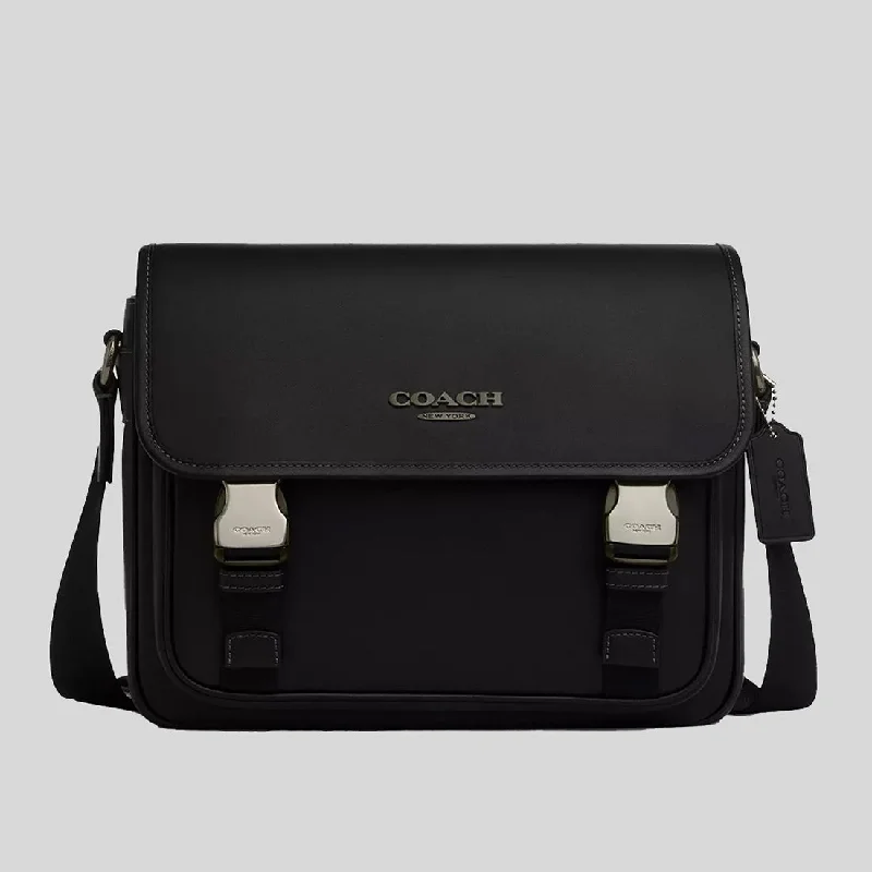 Coach tote bags with a double - handle and shoulder - strap option for easy useCOACH Racer Messenger Black CU110