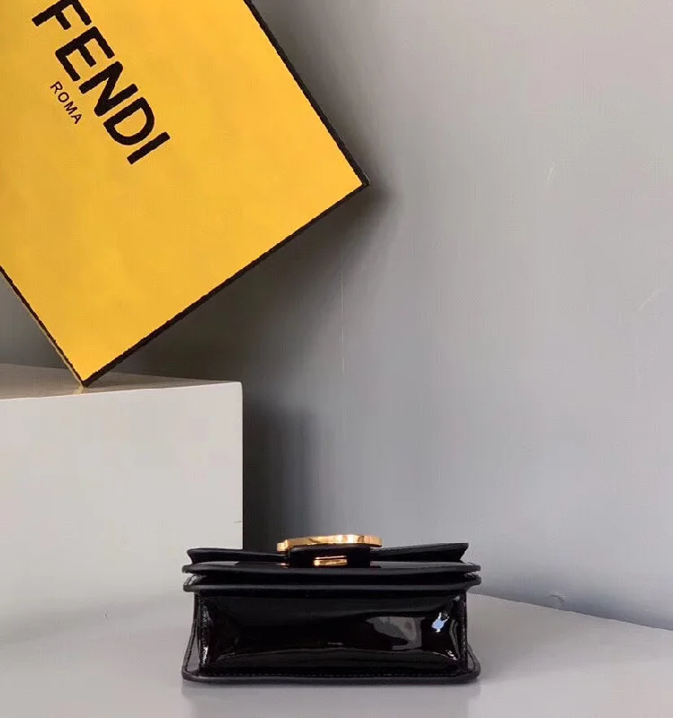 Fendi bags with a patent - leather finish for a shiny and sophisticated appearanceFendi Karligraphy Bag In Black Patent Leather