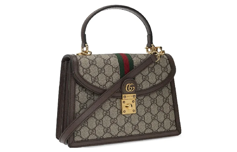 Women Gucci bags with a magnetic snap closure for easy access(WMNS) Gucci Canvas Ophidia Series GG Single-Shoulder Bag Small Creamy/Brown 651055-96IWX-8745