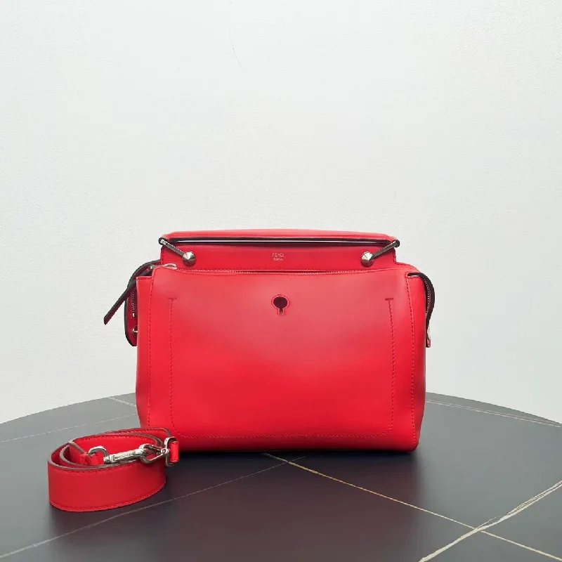 Fendi tote bags with a reinforced bottom for increased durabilityFendi Dotcom Red Two-Way Bag 29