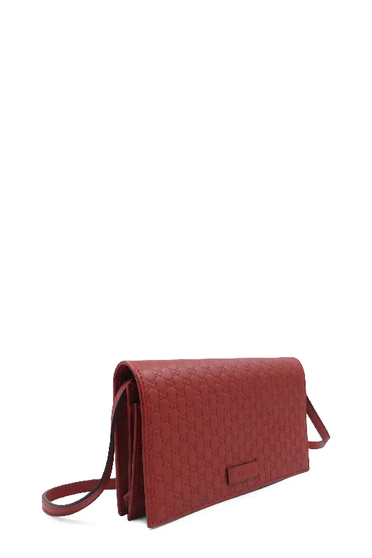 Ladies Gucci shoulder bags with a magnetic - closure flapMicroguccissima Wallet on Strap Red