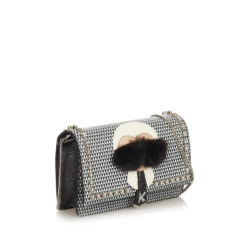 Ladies Fendi Peekaboo bags with a hand - stitched leather handle for artisanal charmFendi Karlito Leather Wallet on Chain (SHG-26654)