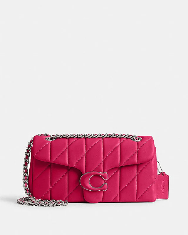 Coach bags with a chain - link trim and a leather body for a modern edgeCoach Tabby Shoulder Bag 26 with Quilting