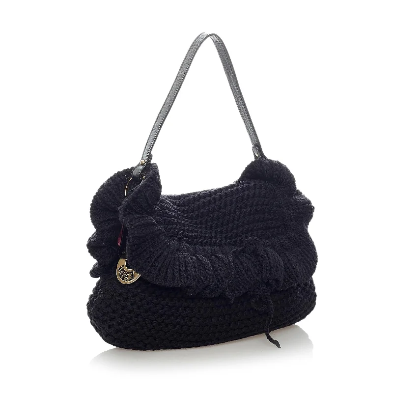 Ladies Fendi shoulder bags with a detachable key fob for easy key managementFendi Knitted Chef Baguette (SHG-31726)