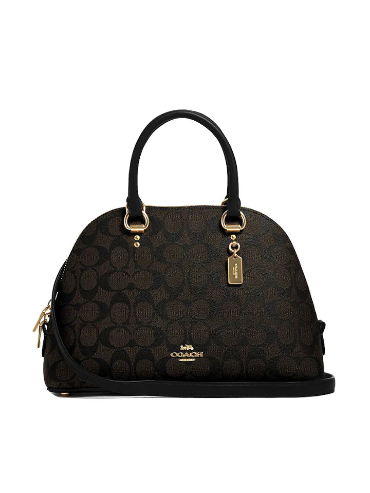 Coach bags with a detachable mobile phone holder for on - the - go useCoach Katy Satchel In Signature Canvas Brown Black