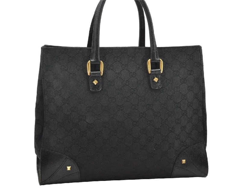 Women Gucci Sylvie bags with a detachable ribbon detailAuthentic GUCCI Vintage Hand Tote Bag GG Canvas Leather 120897 Black 6592K