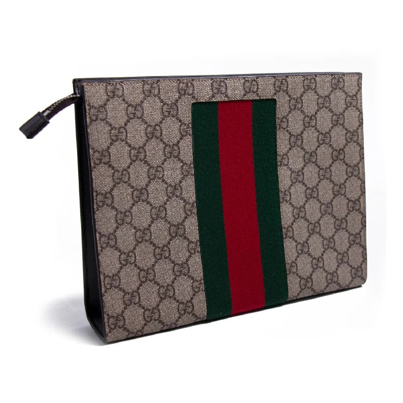 Gucci tote bags for women with a printed Gucci logoGucci GG Supreme Web pouch