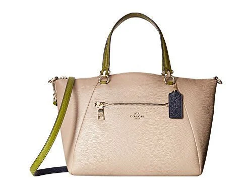 Coach Dempsey bags with a contrast - colored interior for visual interestCOACH Women's Color Block Polished Pebble Leather Prairie Satchel Li/Stone Satchel