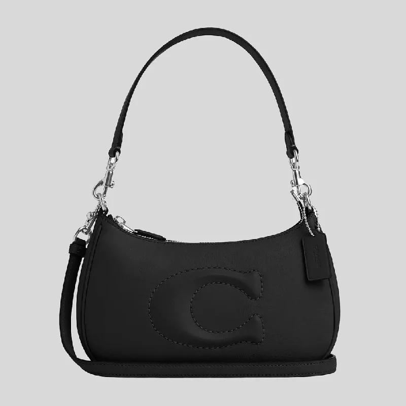 Coach handbags with a metal - framed clasp for durability and styleCOACH Teri Shoulder Bag Black CR099