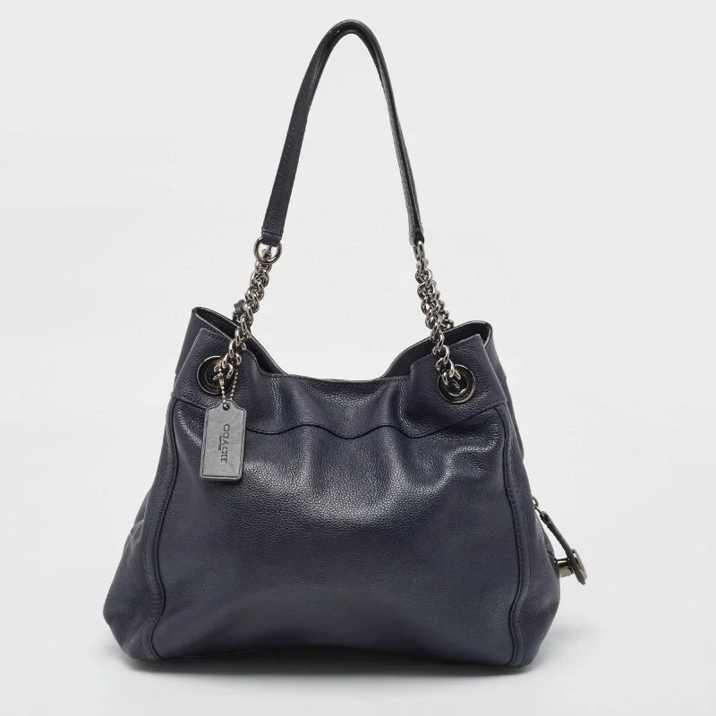 Coach bags with a detachable mirror inside for quick touch - upsNavy Blue Leather Edie Shoulder Bag