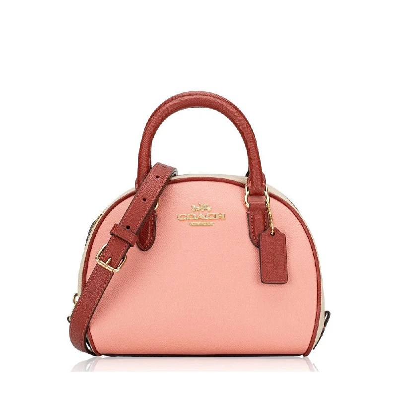 Coach bags with a detachable mobile phone holder for on - the - go useCoach CC784 Colorblock Sydney Satchel Candy Pink Multi