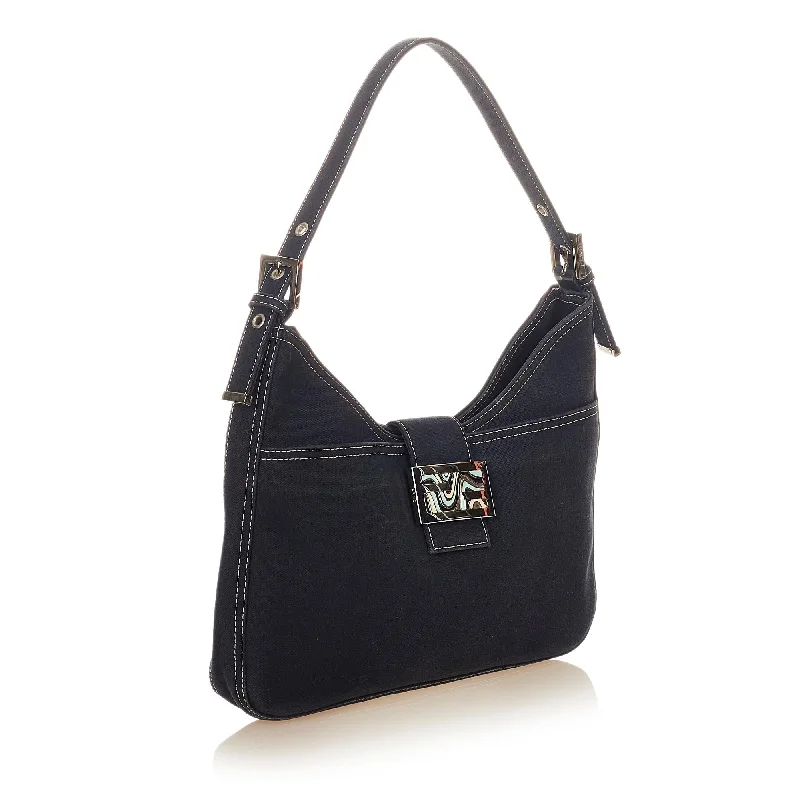 Fendi tote bags with a double - handle and shoulder - strap option for versatile carryingFendi Denim Shoulder Bag (SHG-25995)