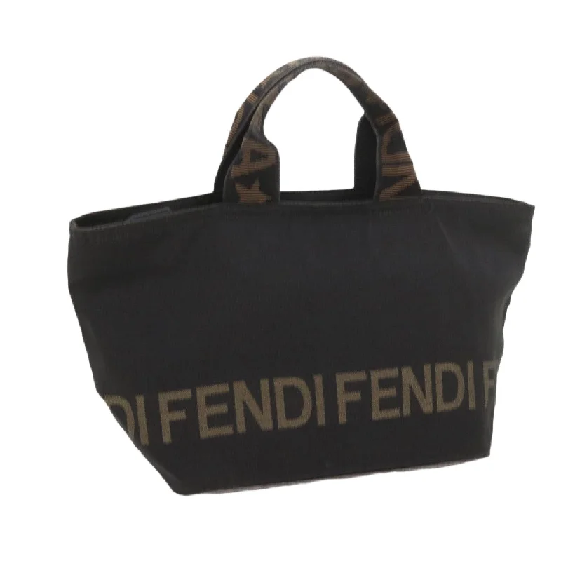 Fendi bags with a magnetic - closure card holder inside for easy access to cardsFENDI Hand Bag Canvas Black  yk9264