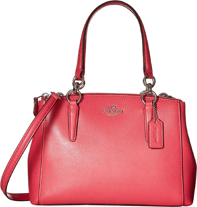 Coach crossbody bags with a woven leather strap for a unique textureCOACH Women's Crossgrain Mini Christie Pink Leather Amaranth Handbag Bag NEW