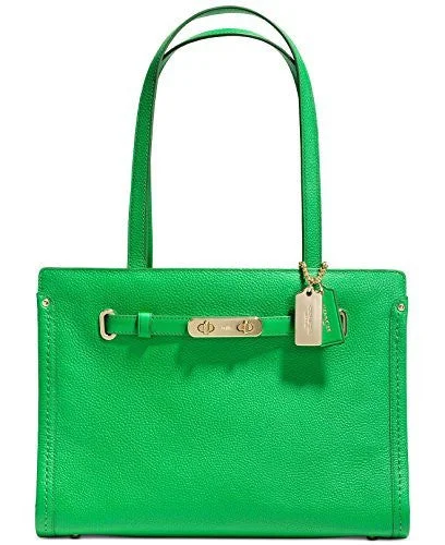 Coach Borough bags with a contrast - stitched handle for a unique lookCoach Women's Polshd Pebble Leather Small Coach Swagger Tote Light/green Satchel