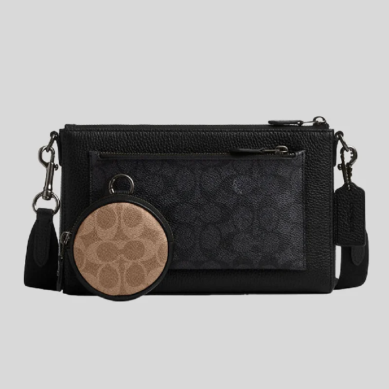 Ladies Coach Borough bags in a pastel shade for a soft and delicate appearanceCOACH Holden Crossbody In Blocked Signature Canvas Charcoal/Black Multi CW372