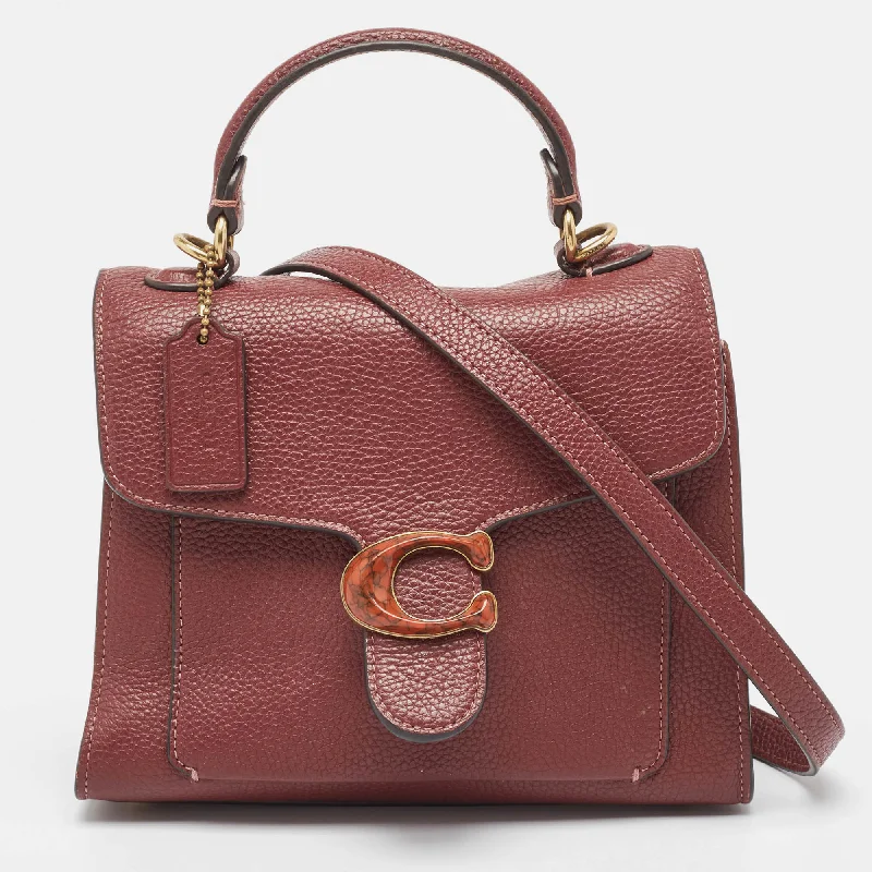 Ladies Coach Tabby bags with a detachable shoulder strapBurgundy Leather Tabby Top Handle Bag