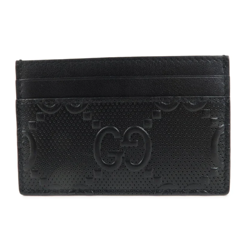 Gucci Marmont bags for women with gold - toned hardwareGUCCI GG Embossed Leather Card Case Black 625564