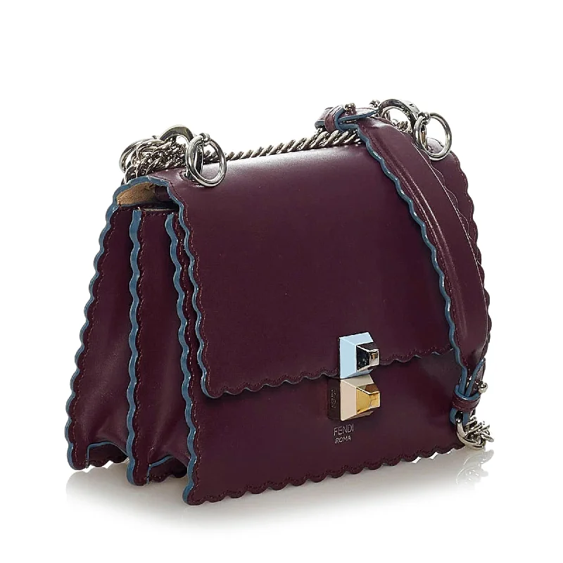 Ladies Fendi Peekaboo bags with a hand - carved leather detail for a unique and artisanal touchFendi Kan I Leather Crossbody Bag (SHG-28883)