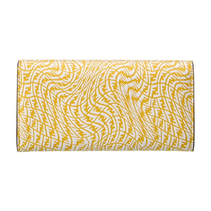 Fendi crossbody bags with a printed floral pattern for a feminine and romantic touchFendi F is Fendi Yellow Leather Vertigo Print Long Wallet 8M0251