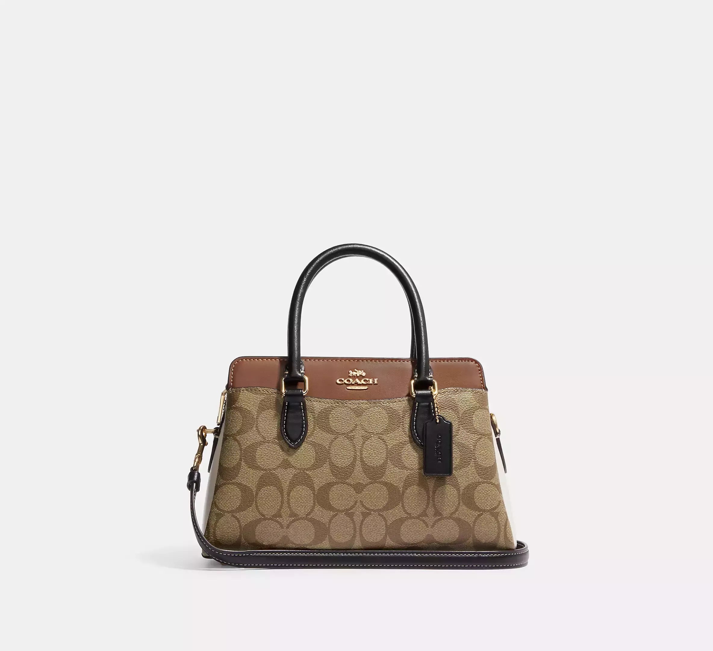 Coach handbags with a metal - framed clasp for durability and styleCoach Mini Darcie Carryall in Signature Canvas