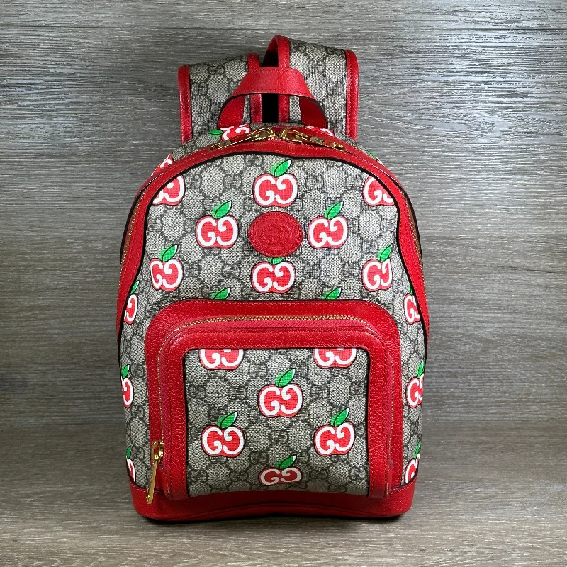 Ladies Gucci Dionysus bags with a chain - link shoulder strapGucci GG Supreme Canvas Interlocking Apple Backpack