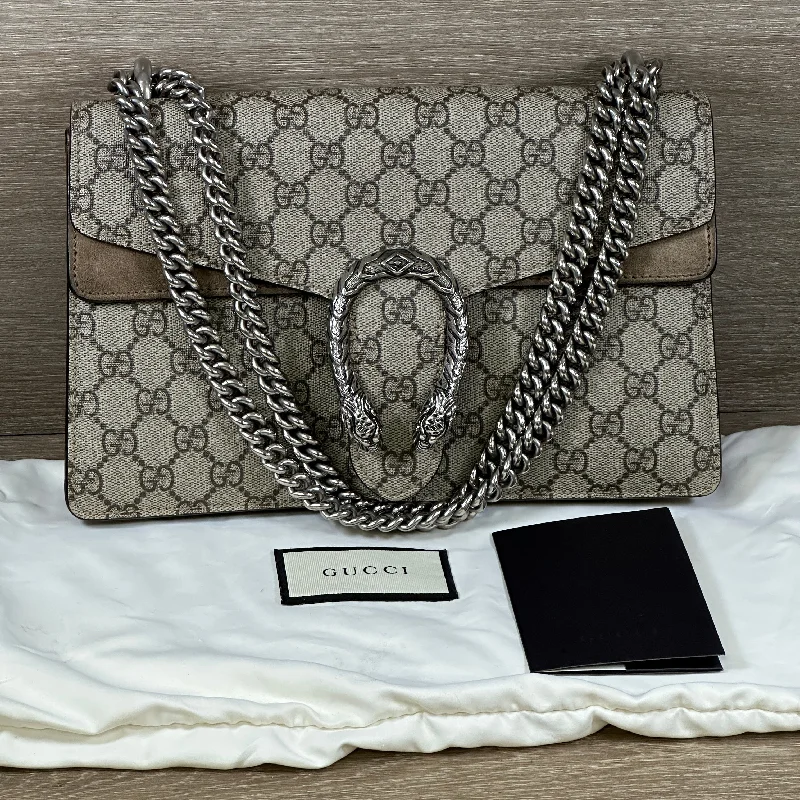 Women Gucci bags with a chain - link trim and a leather bodyGucci GG Supreme Canvas Dionysus - Small