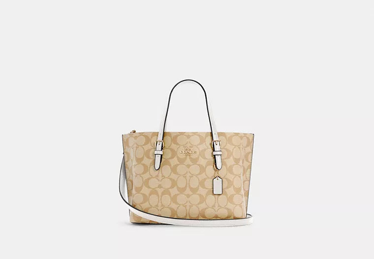 Ladies Coach shoulder bags with a magnetic - closure flap for easy accessCoach Mollie Tote 25 In Signature Canvas