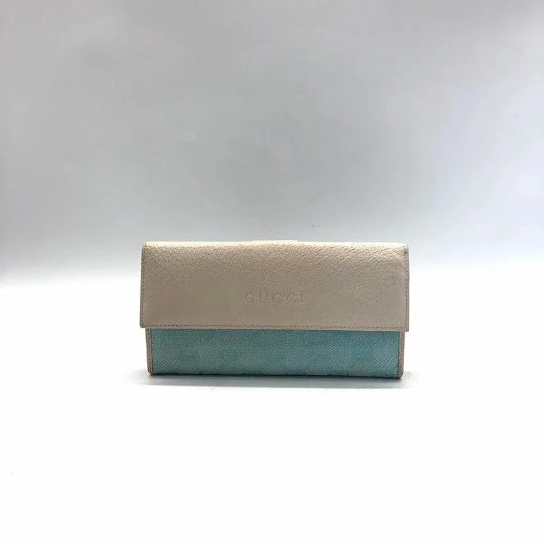 Gucci handbags for women with a patent - leather finishGucci Bifold Wallet Beige and Light Blue Medium Size