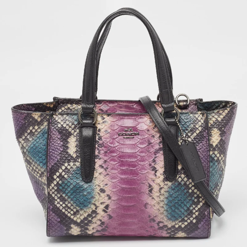 Coach bags with a chain - link trim and a leather body for a modern edgeMulticolor Python Embossed and Leather Crosby Carryall Tote